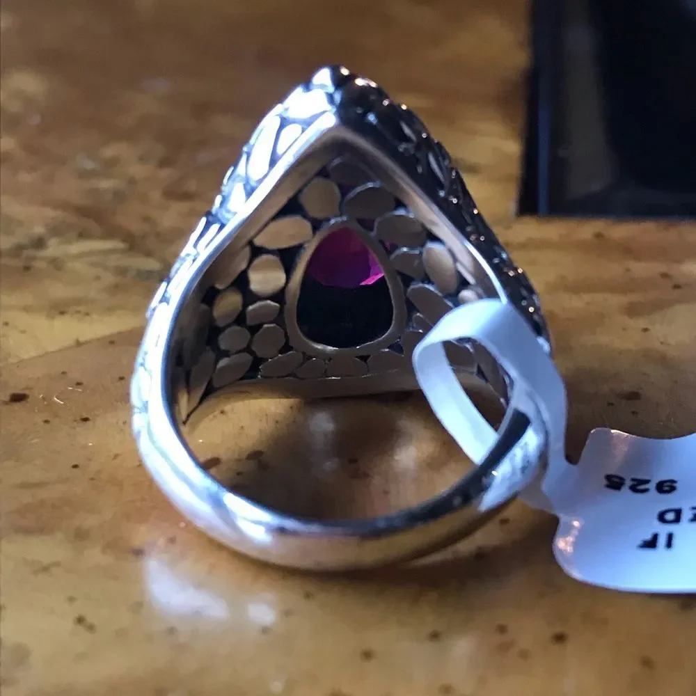 Natural Ruby Sterling Silver Ring Size 7